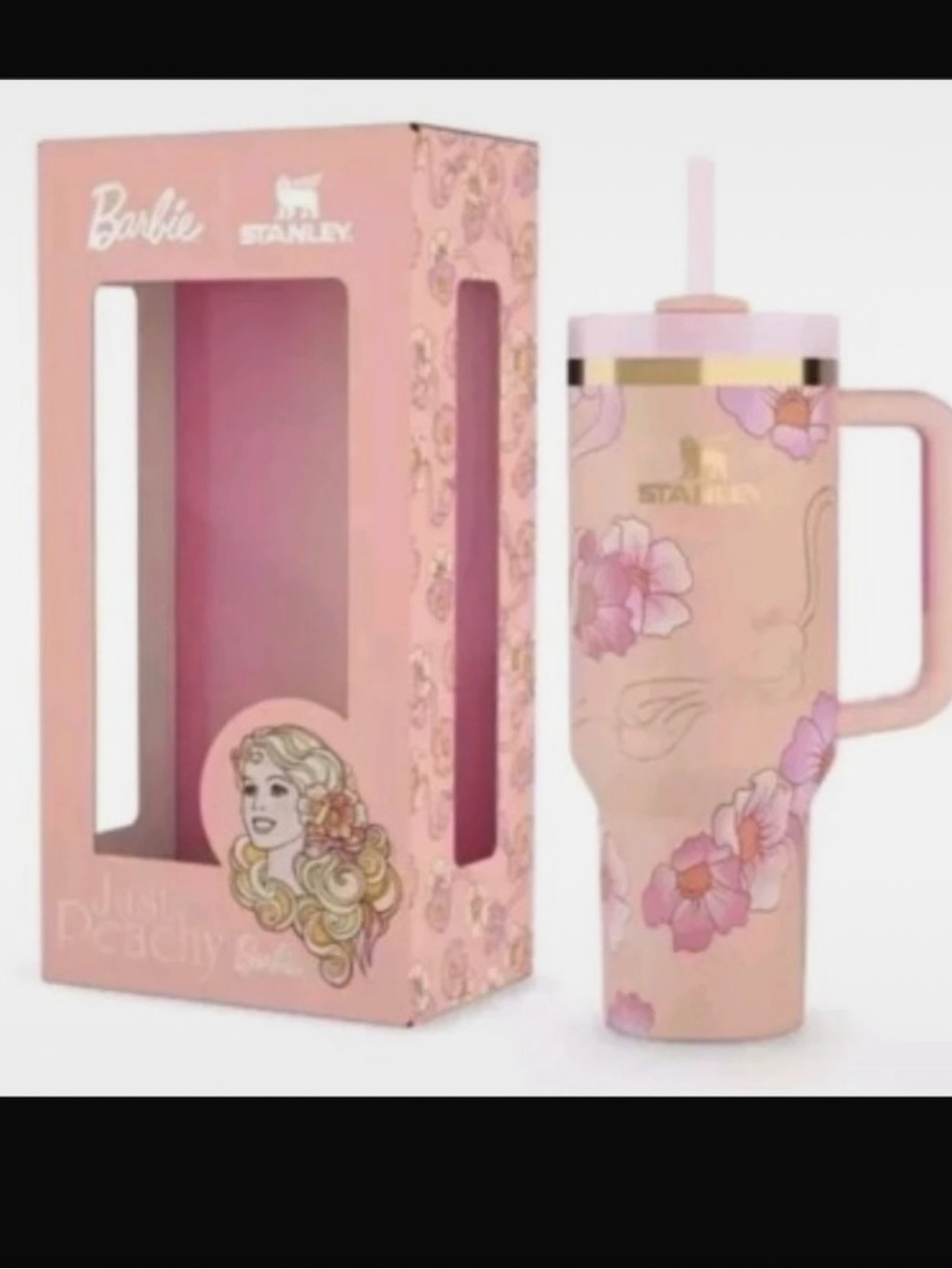 Barbie Just Peachy 40 oz. Stanley Tumbler W/Collectors Box
